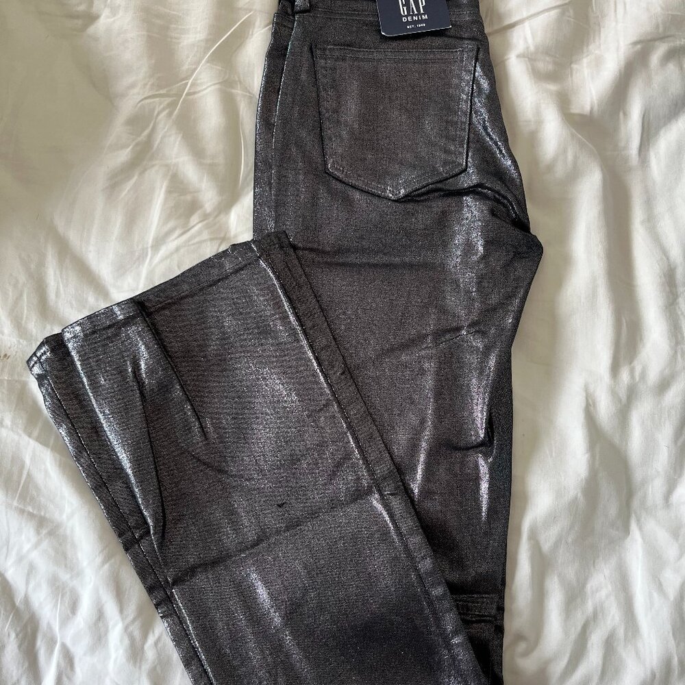 shiny black jeans